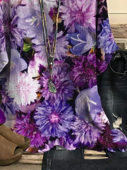 Chemises Décontracté Floral Été Aucune élasticité Quotidien Ample Manches Courtes Régulier Droit pour Femmes