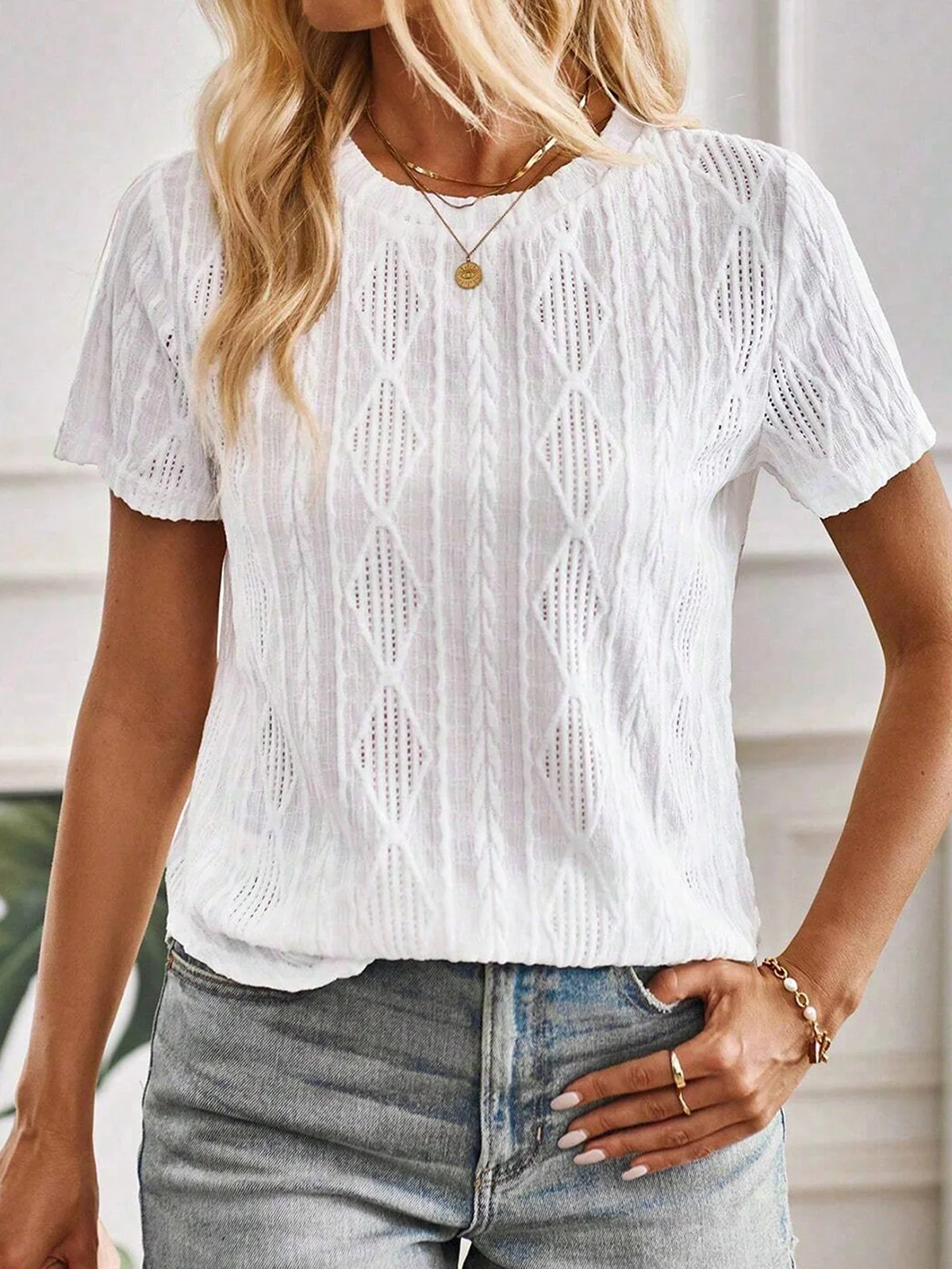 Chemises Plain Été Simple Polyester Boutonné Manches Courtes Régulier Droit Élasticité moyenne pour Femmes