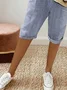Pantalons Rayé Décontracté Été Coton Aucune élasticité Droit Régulier Cinquième pantalon Coton Et Lin pour Femmes