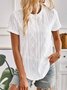 Chemises Plain Été Simple Polyester Boutonné Manches Courtes Régulier Droit Élasticité moyenne pour Femmes