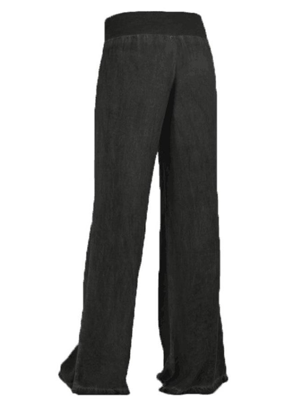 Pantalon décontracté Femme Été Décontracté Solide Taille haute Quotidien Décontracté Lâche Pantalon large à jambe longue