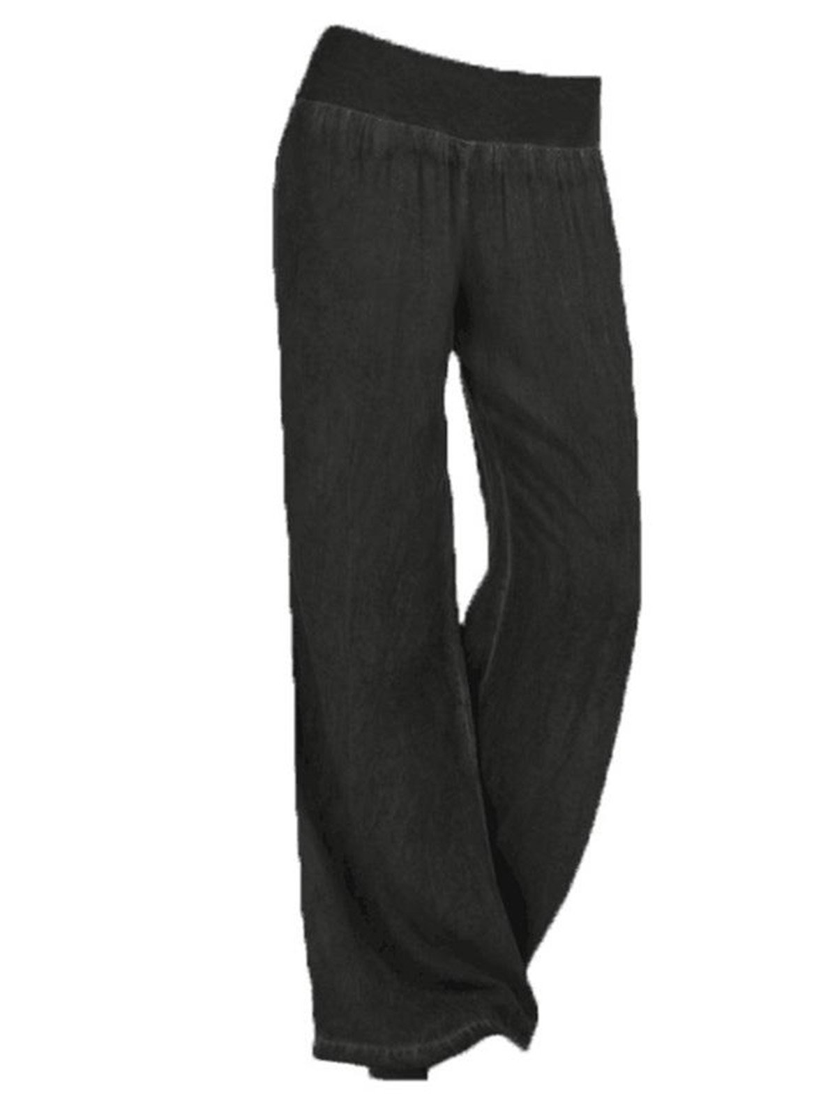 Pantalon décontracté Femme Été Décontracté Solide Taille haute Quotidien Décontracté Lâche Pantalon large à jambe longue