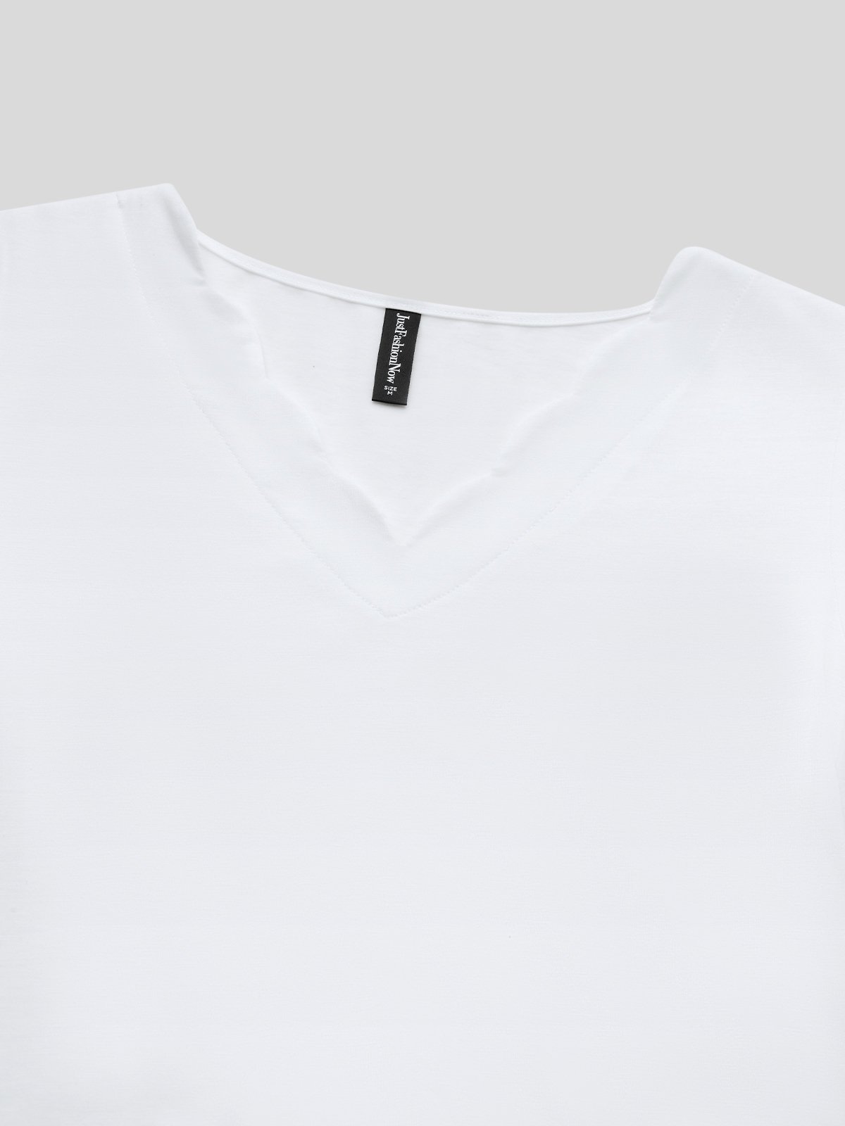 T-shirts Décontracté Plain Été Col V Ample Manches Courtes Régulier Droit Régulier pour Femmes