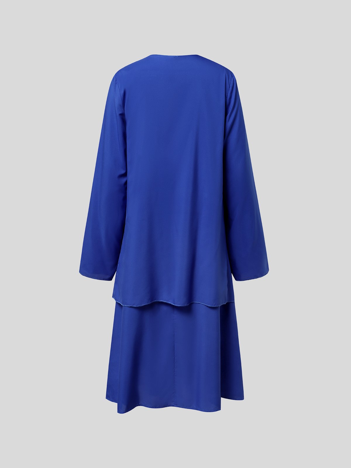 Deux pièces ensembles femmes décontracté uni automne micro-élasticité quotidien ample à manches longues col rond manteau avec jupe