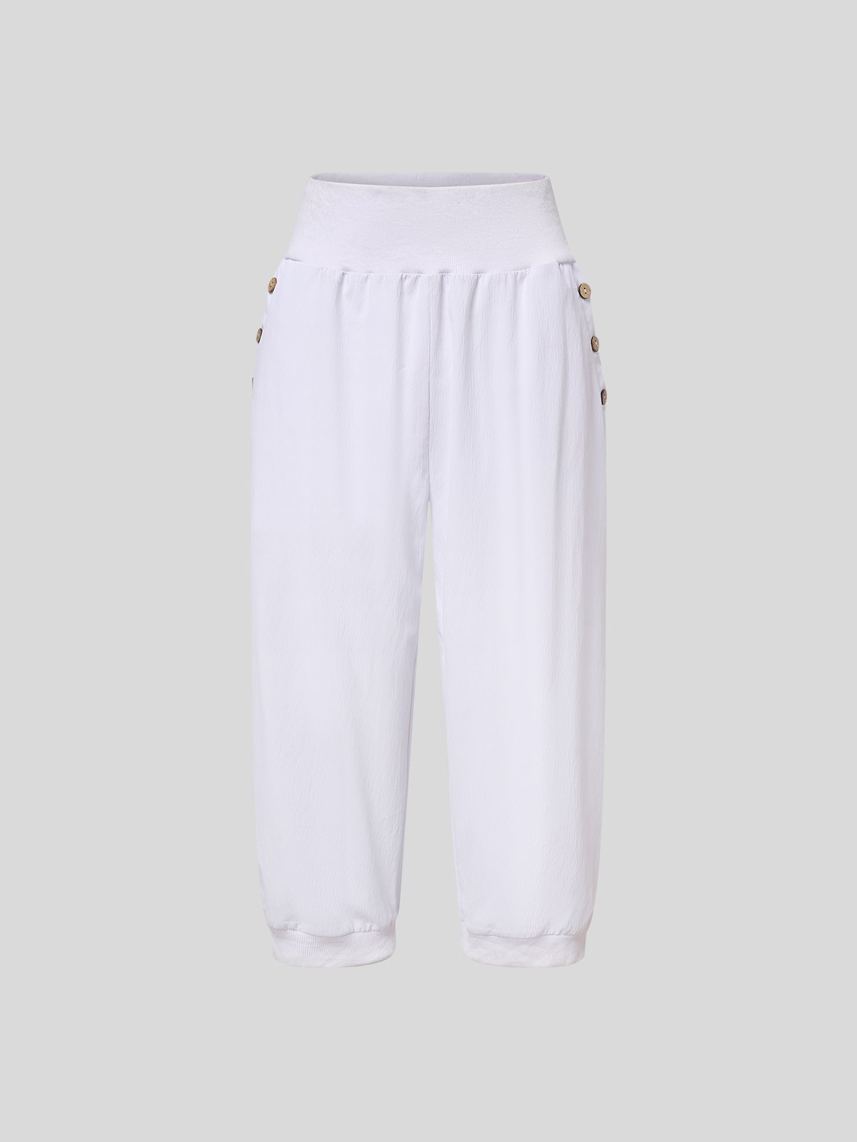 Pantalon décontracté Décontracté Plaine Été Pas d'élasticité Date Taille moyenne Capris Taille élastique Coton pour femme