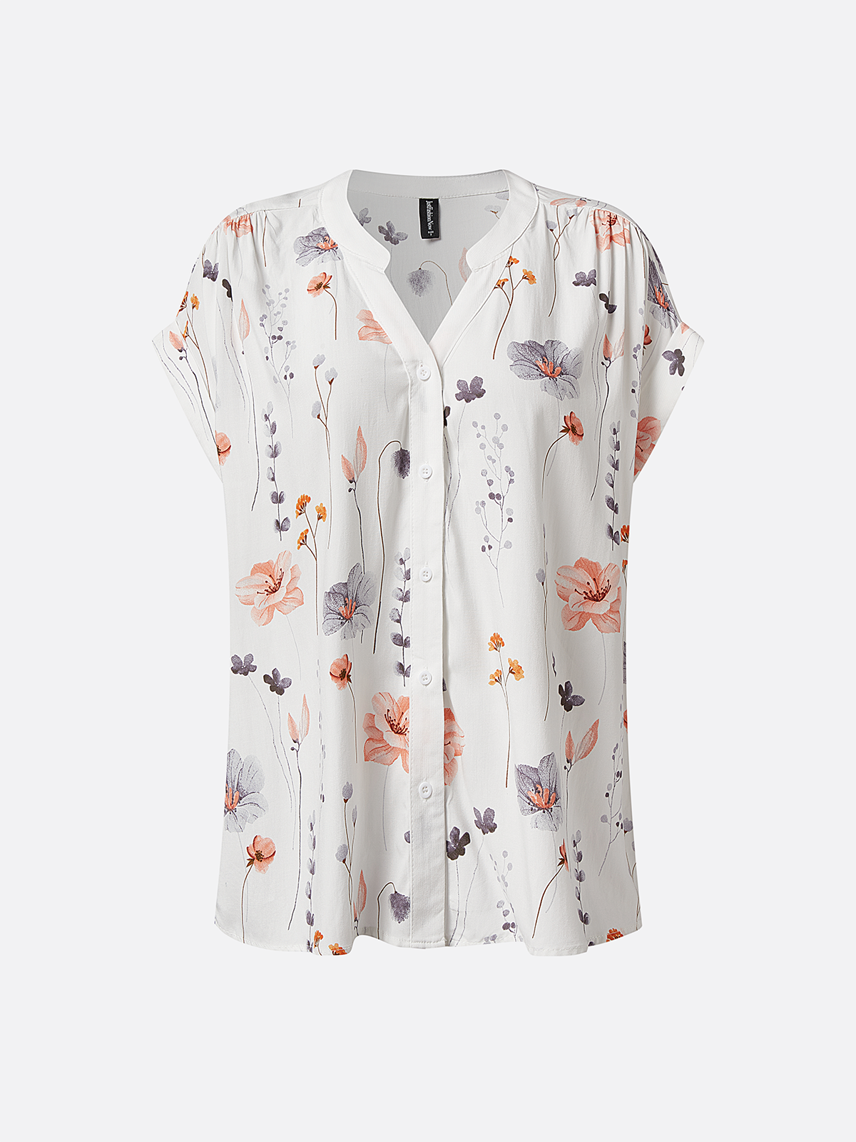 Blouses Femmes Décontracté Floral Été Coton Boutonné Quotidien Ample Droit T.-N.-L.