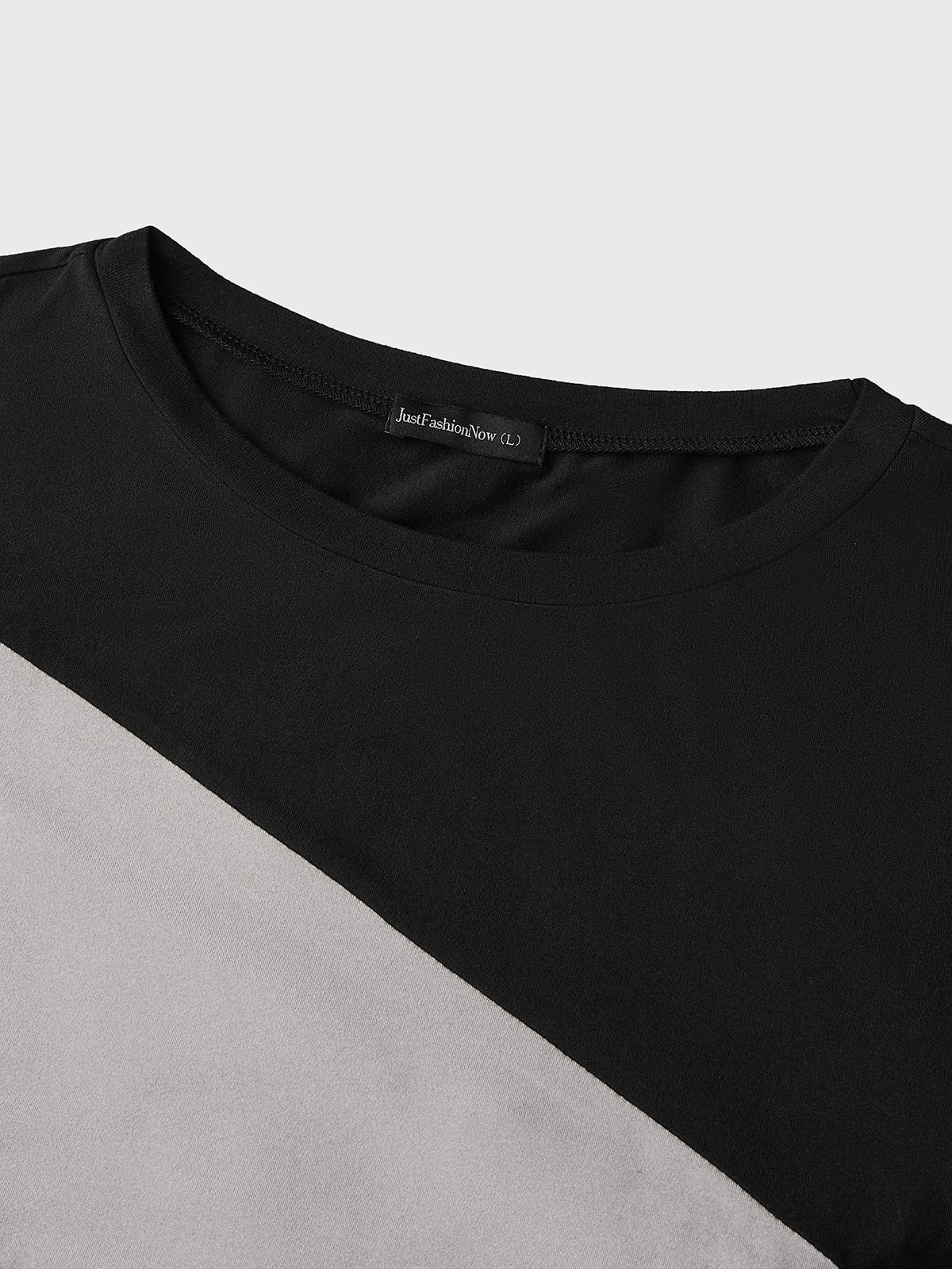 T-shirt Femme Décontracté Bloc de Couleur L'automne Micro-élasticité Quotidien Lâche Col Ras du Cou H-Line Régulier