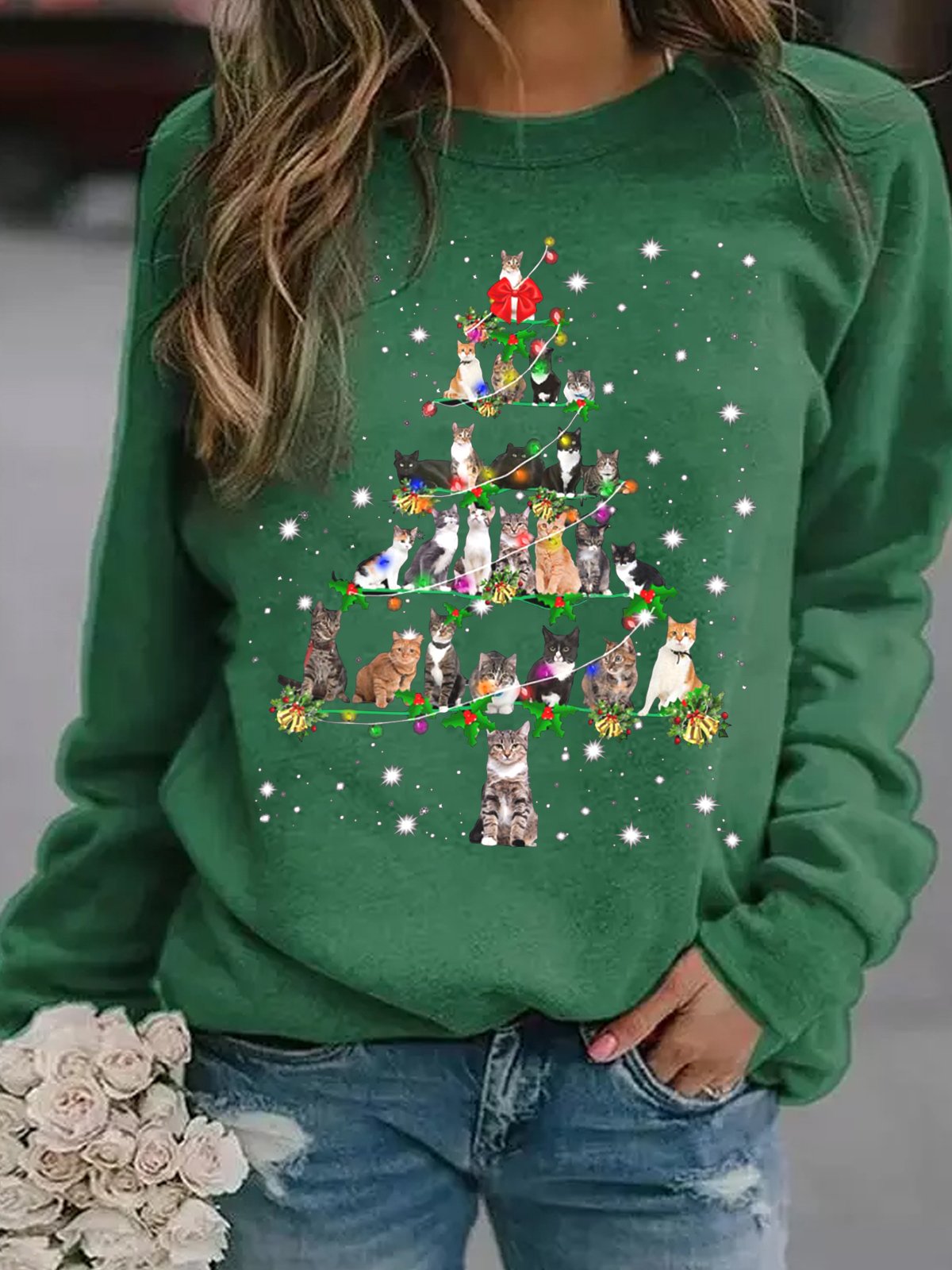 Sweat-shirts Basique Imprimé de Lettre Automne Poids Moyen Micro-élasticité Manches Longues Adapté Col Rond Régulier pour Femmes