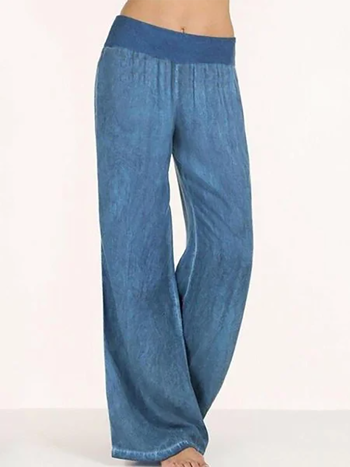 Pantalon décontracté Femme Été Décontracté Solide Taille haute Quotidien Décontracté Lâche Pantalon large à jambe longue