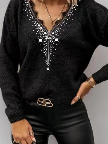 Sweater Basics Jacquard Hiver Acrylique Poids moyen Micro-élasticité Quotidien Ample Régulier pour Femme