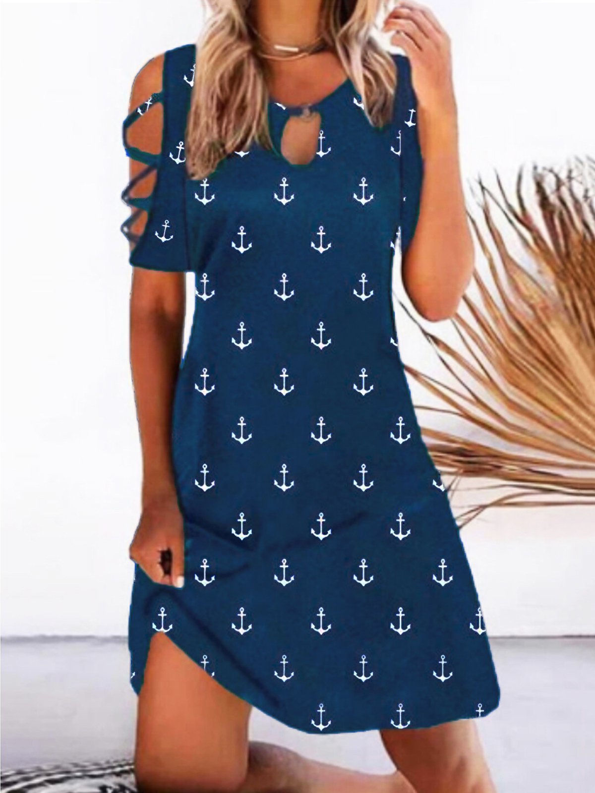Robes Femmes Géométrique Été Décontracté Naturel Aucune élasticité Jersey Manches Courtes Ample Trapèze