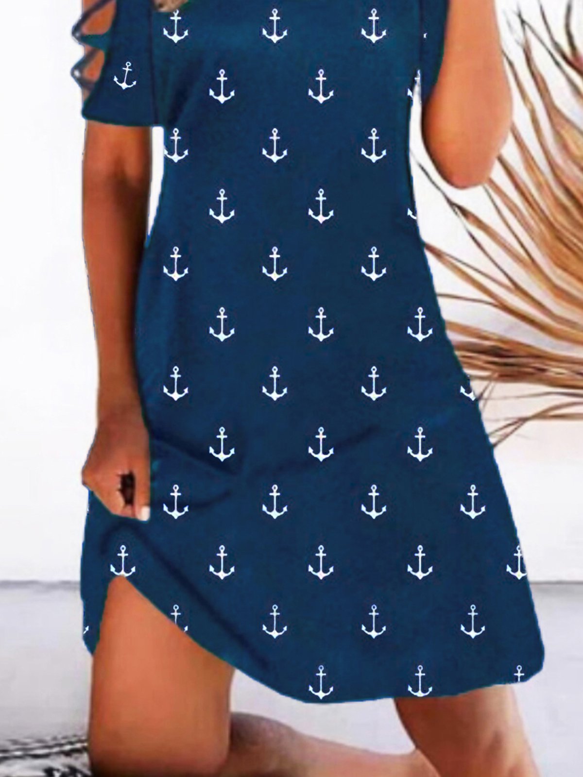 Robes Femmes Géométrique Été Décontracté Naturel Aucune élasticité Jersey Manches Courtes Ample Trapèze