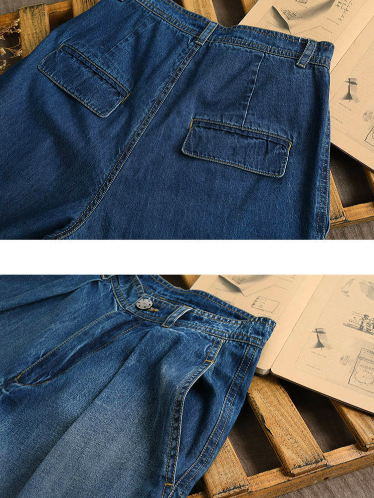 Jeans Plain Simple  Taille Haut e Haut e élasticité  Long H-Line Taille normale