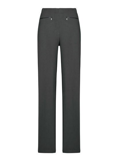 Mode Pantalons Décontracté Plain Automne Zip à Haute Élasticité Coupe Régulière Pantalon droit Long Régulier pour Femmes