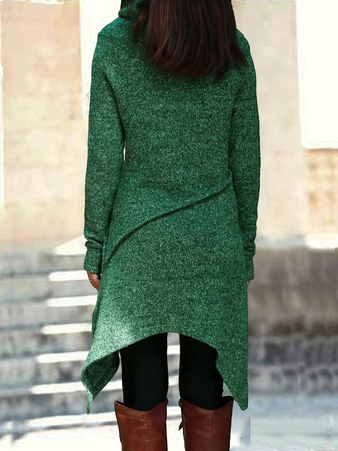 Robes Décontracté Plain Hiver Tricoté Naturel Micro-Élasticité Domestique Col Roulé Régulier pour Femmes