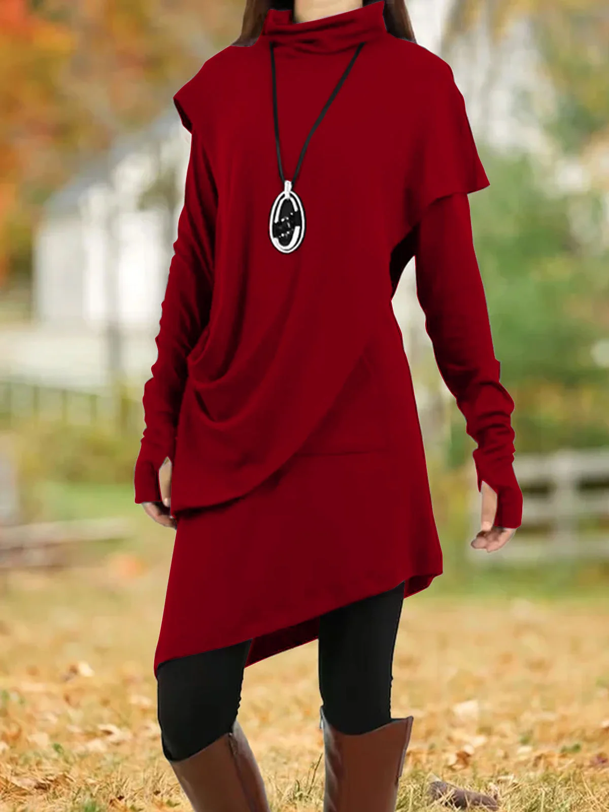 Robes Décontracté Plain Hiver Quotidien Coupe Régulière Col Roulé Laine/Tricot A-ligne Régulier pour Femmes