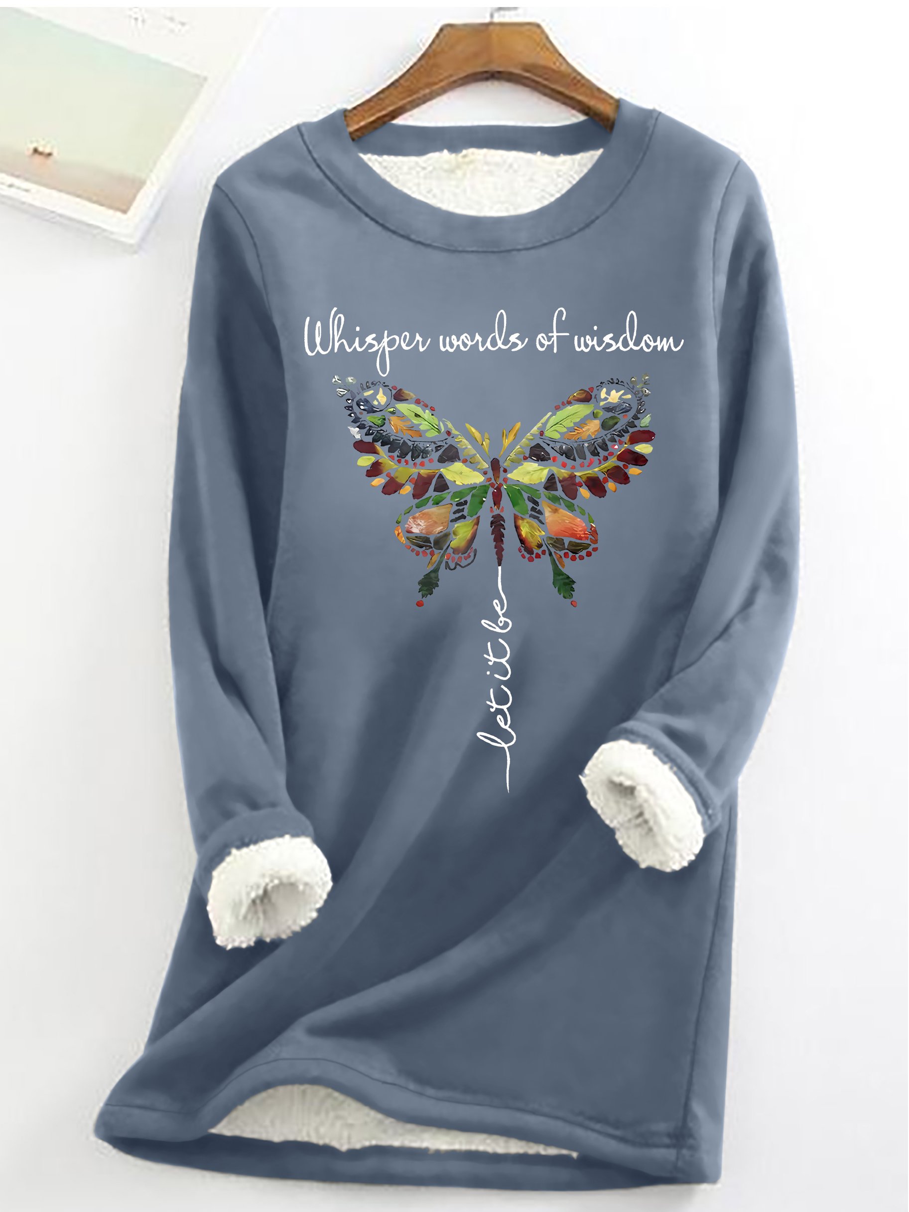 Sweat-shirts Hiver Simple Lettres de texte Polyester Micro-élasticité Quotidien Ample Manches Longues Droit pour Femmes