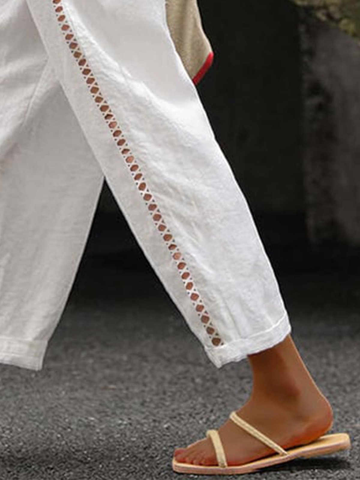 Pantalons Femmes Décontracté Plain Toutes Les Saisons Coton Naturel Ample Pantalon navet Droit Régulier