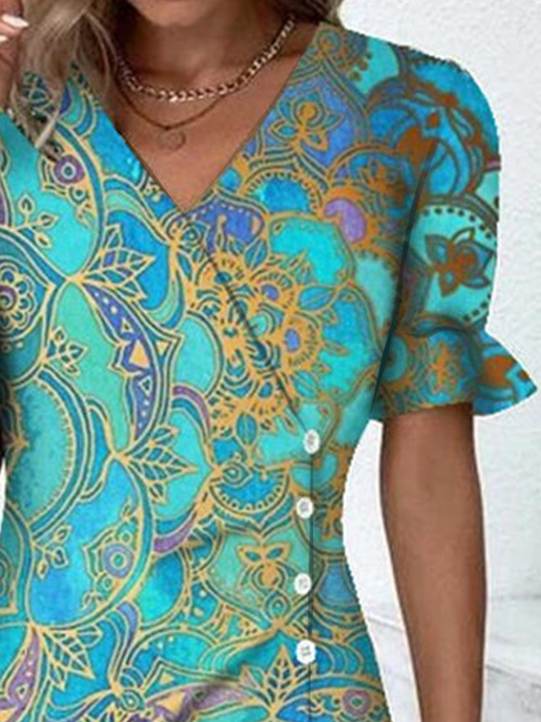 Robes Femmes Ethnique Été Élégant Polyester Naturel Léger Quotidien Manches Courtes Ligne X