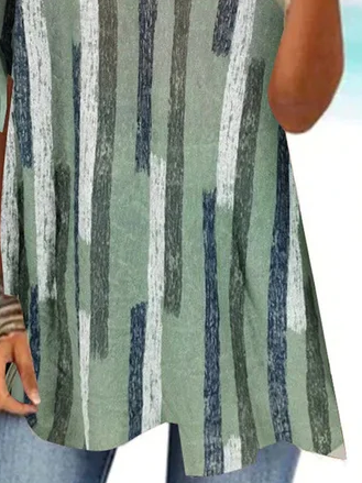 Chemises Géométrique Décontracté Été Spandex Micro-élasticité Quotidien Ample Manches Courtes Régulier pour Femmes
