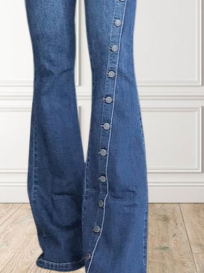 Jeans Décontracté Plain Toutes Les Saisons Aucune élasticité Coupe Régulière Pantalon droit Long Droit Régulier pour Femmes