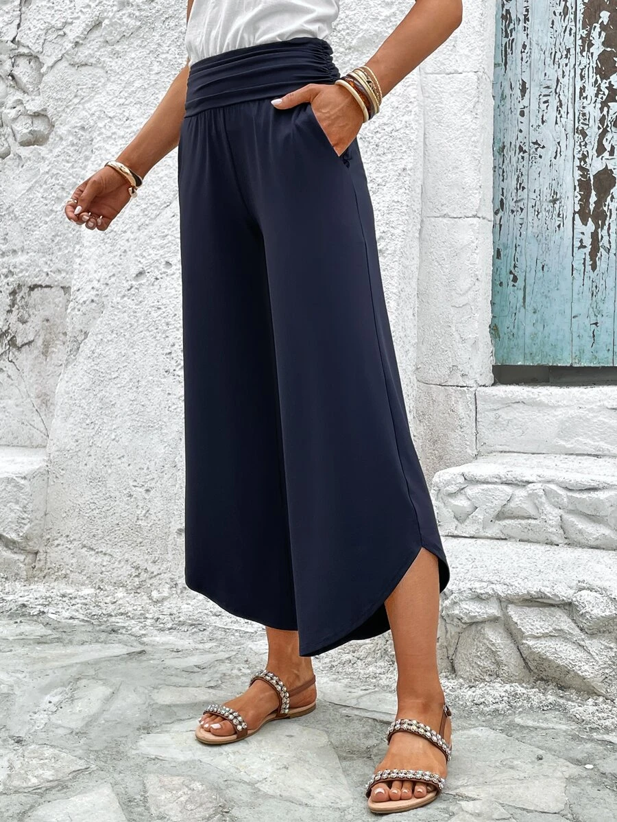 Pantalons Décontracté Plain Toutes Les Saisons Spandex Ample Pantalon droit Long Régulier T.-N.-L. pour Femmes