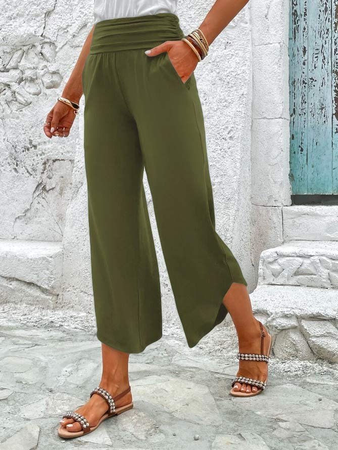 Pantalons Décontracté Plain Toutes Les Saisons Spandex Ample Pantalon droit Long Régulier T.-N.-L. pour Femmes
