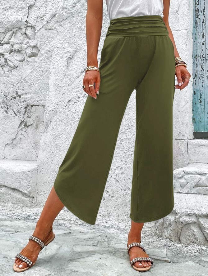 Pantalons Décontracté Plain Toutes Les Saisons Spandex Ample Pantalon droit Long Régulier T.-N.-L. pour Femmes