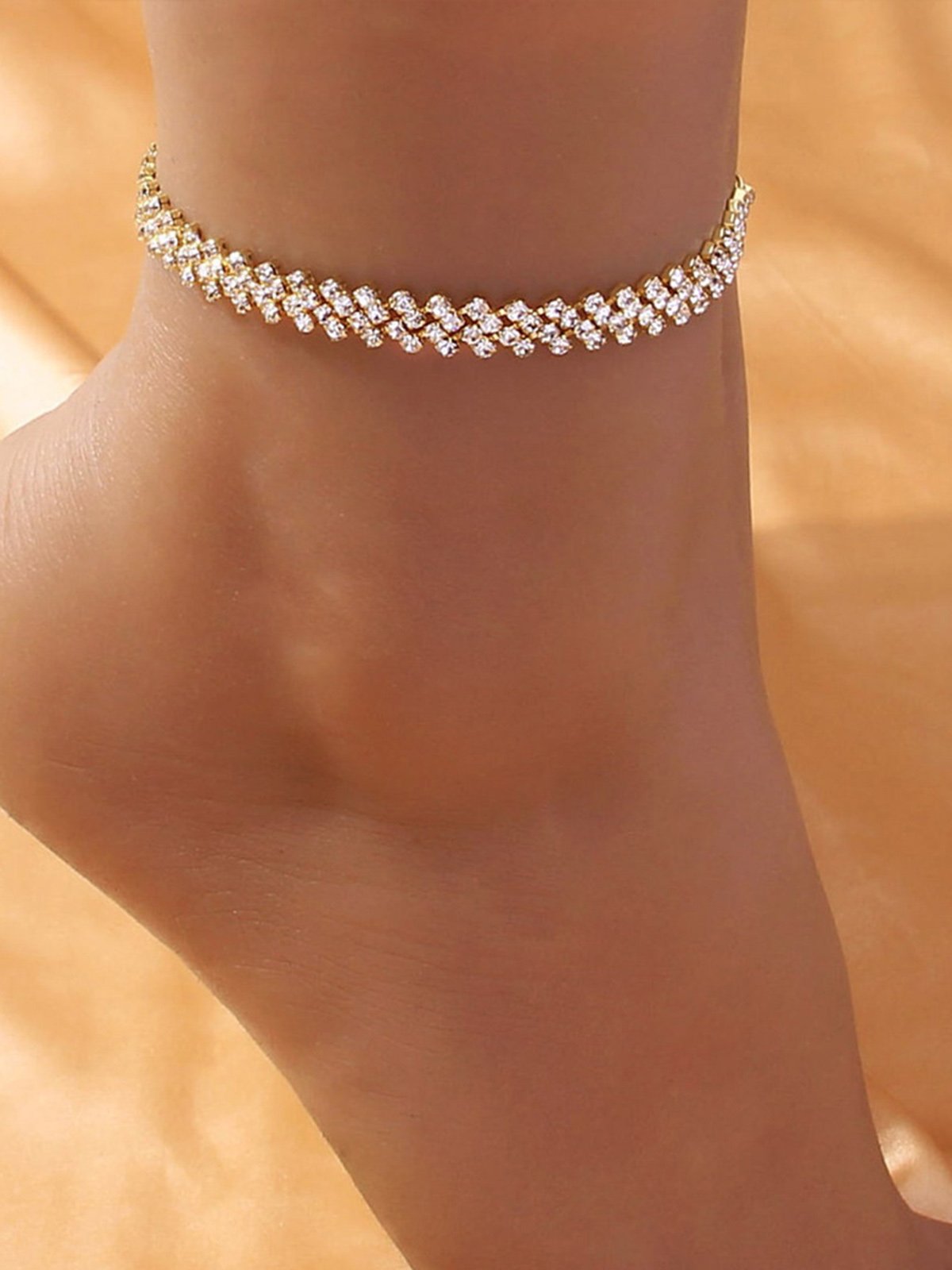 Chaînes de Cheville Plain Toutes Les Saisons Fête Fête Avec Faux Diamant Bracelet de Cheville pour Femme