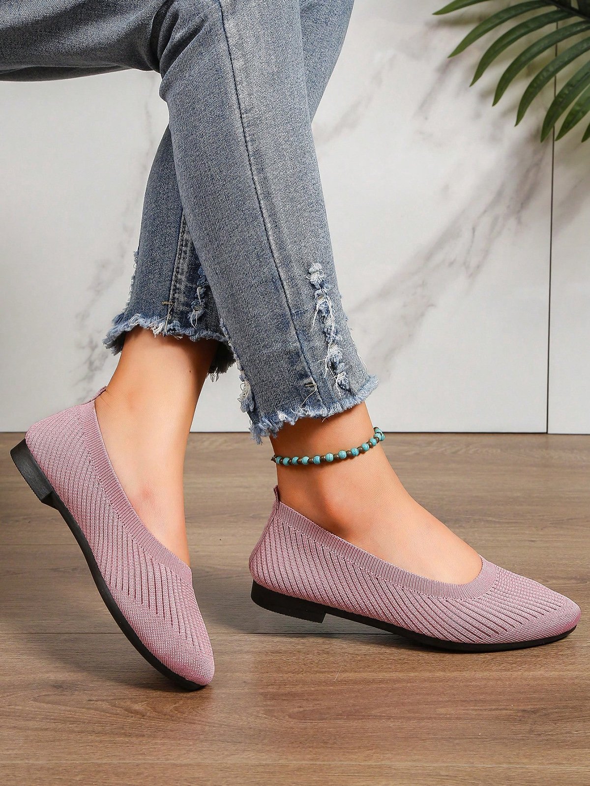 Chaussures à Tige Basse Rayé Toutes Les Saisons Simple Respirable Bout Fermé Tissu Caoutchouc à Enfiler Profit pour Femmes