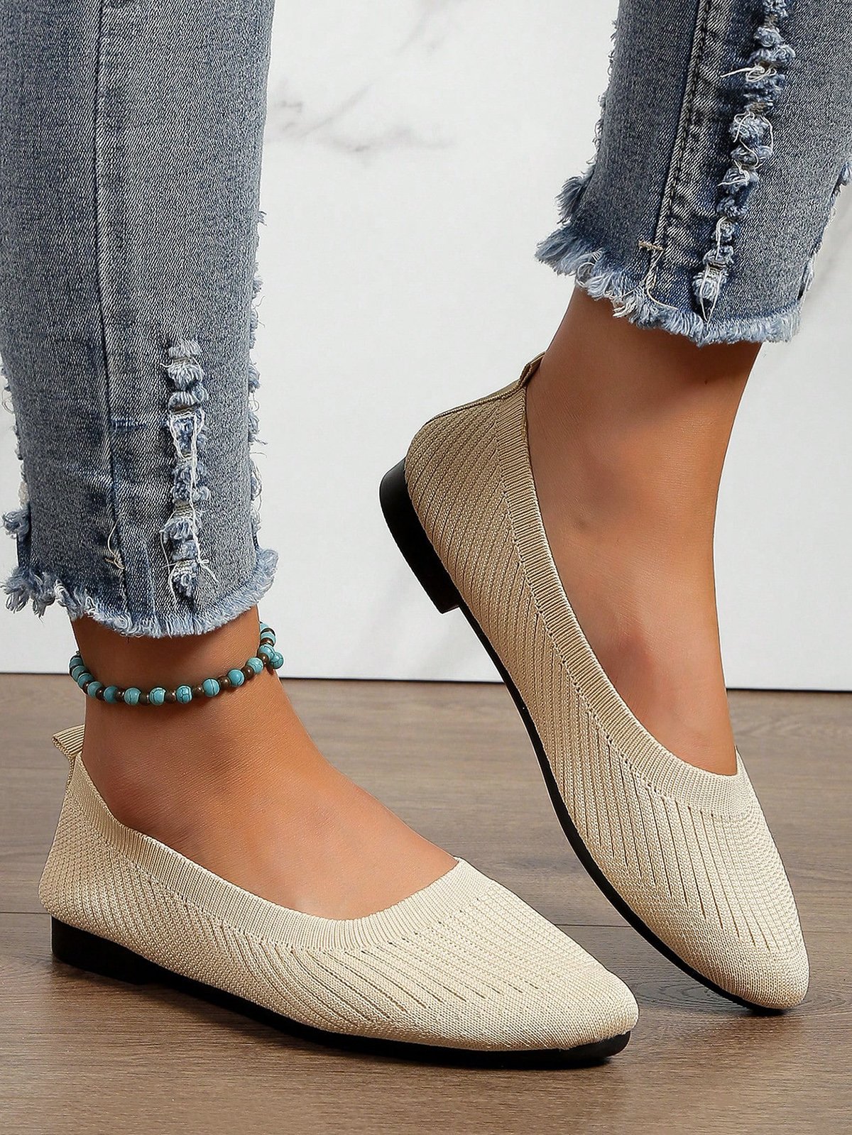 Chaussures à Tige Basse Rayé Toutes Les Saisons Simple Respirable Bout Fermé Tissu Caoutchouc à Enfiler Profit pour Femmes