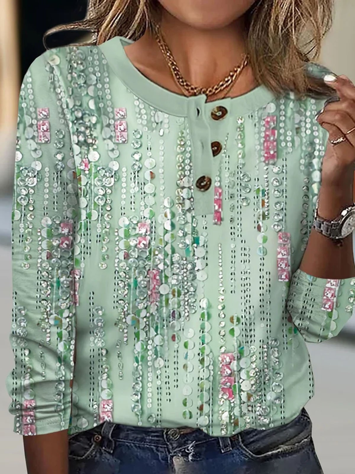 T-shirts Décontracté Floral Printemps / Automne Aucune élasticité Quotidien de Grande Taille Droit Boucle de Grande Taille Pour Grande taille