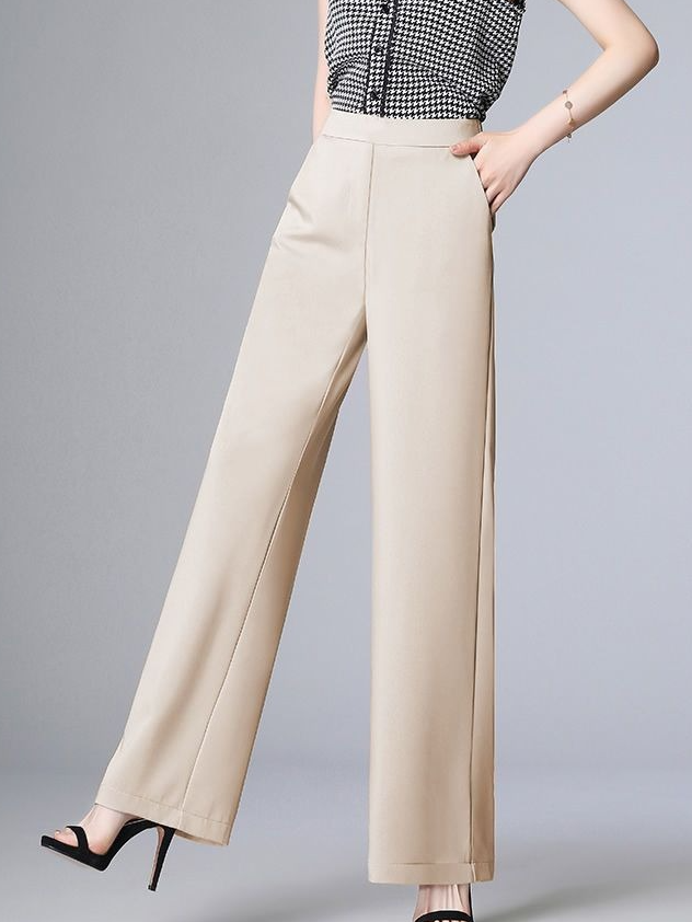 Pantalons Décontracté Plain Toutes Les Saisons Naturel Quotidien Ample Pantalon à la cheville Régulier Poche Couture pour Femmes