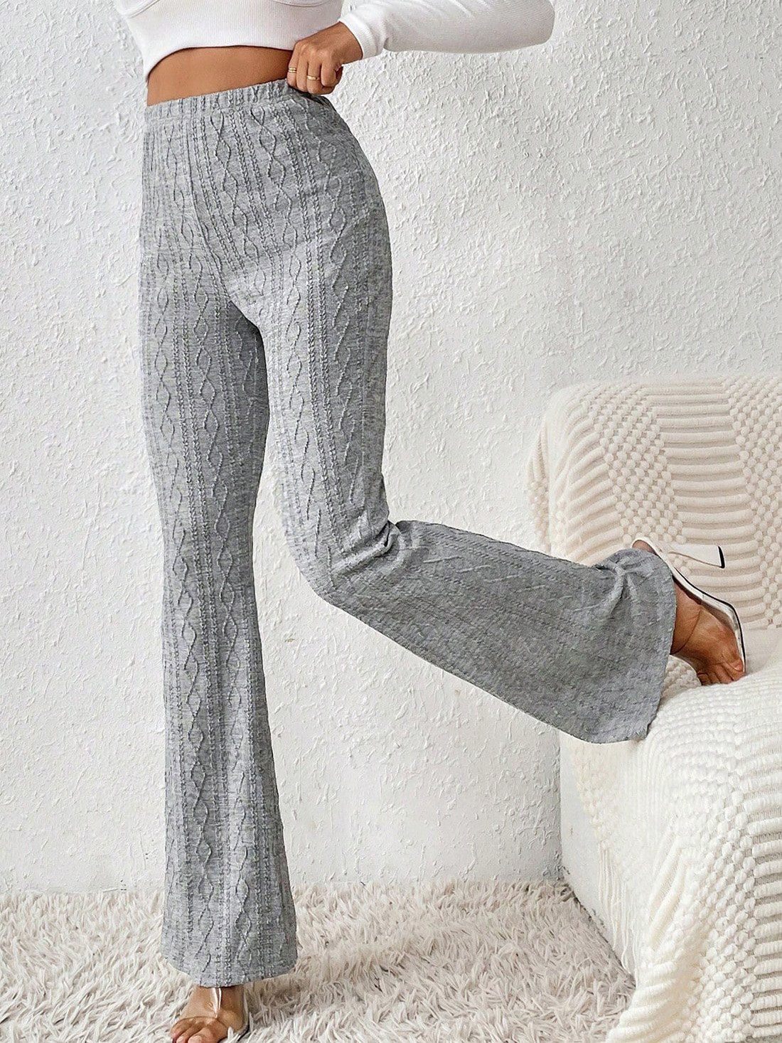 Pantalons Femmes Décontracté Plain Printemps / Automne Tricoté Naturel Micro-élasticité Ample Long Régulier
