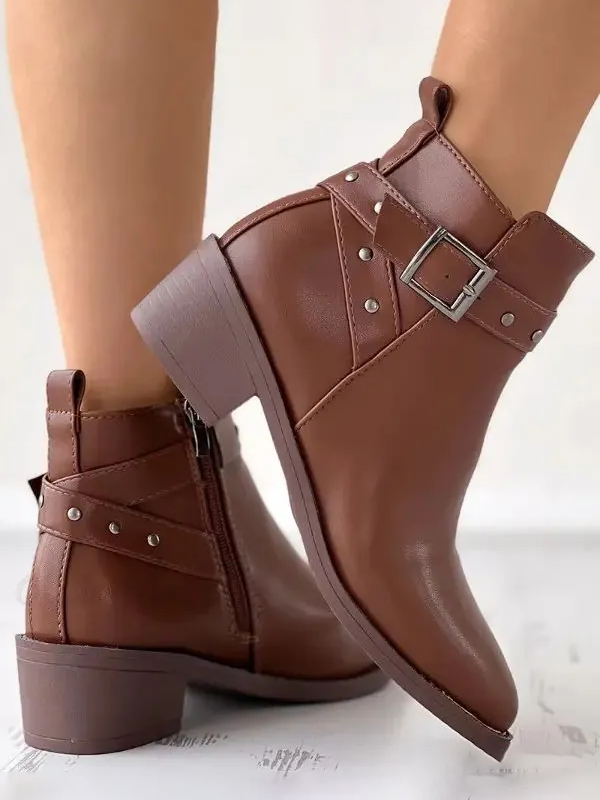 Chelsea Bottes Décontracté Plain Automne Quotidien Cuir Talon de Bloc PU à Enfiler Chelsea Bottes pour femmes