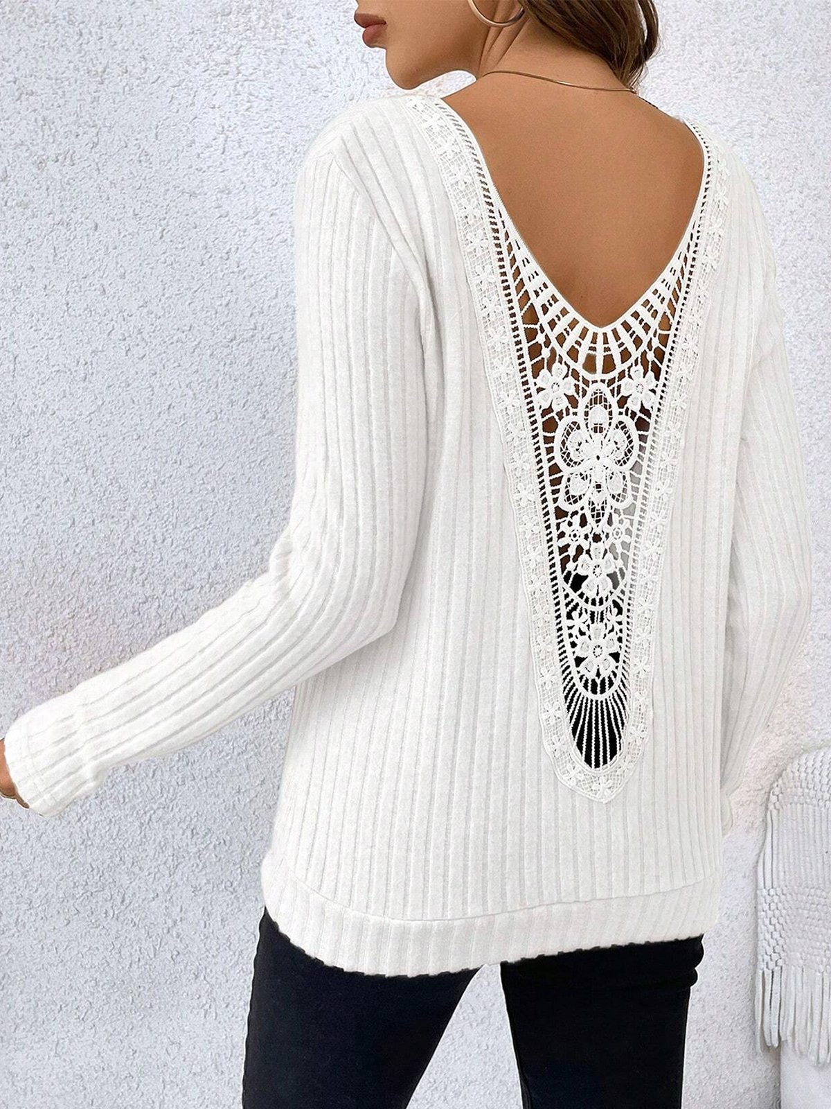 Chemises Plain Printemps / Automne Élégant Quotidien Ample Col Rond Régulier Droit Élasticité moyenne pour Femmes
