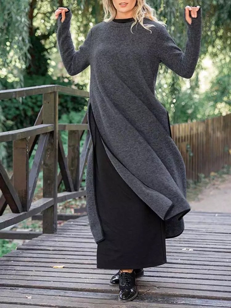 Robes Femmes Décontracté Plain Printemps / Automne Naturel Poids lourd Quotidien Ample en Mélangé de Coton Non