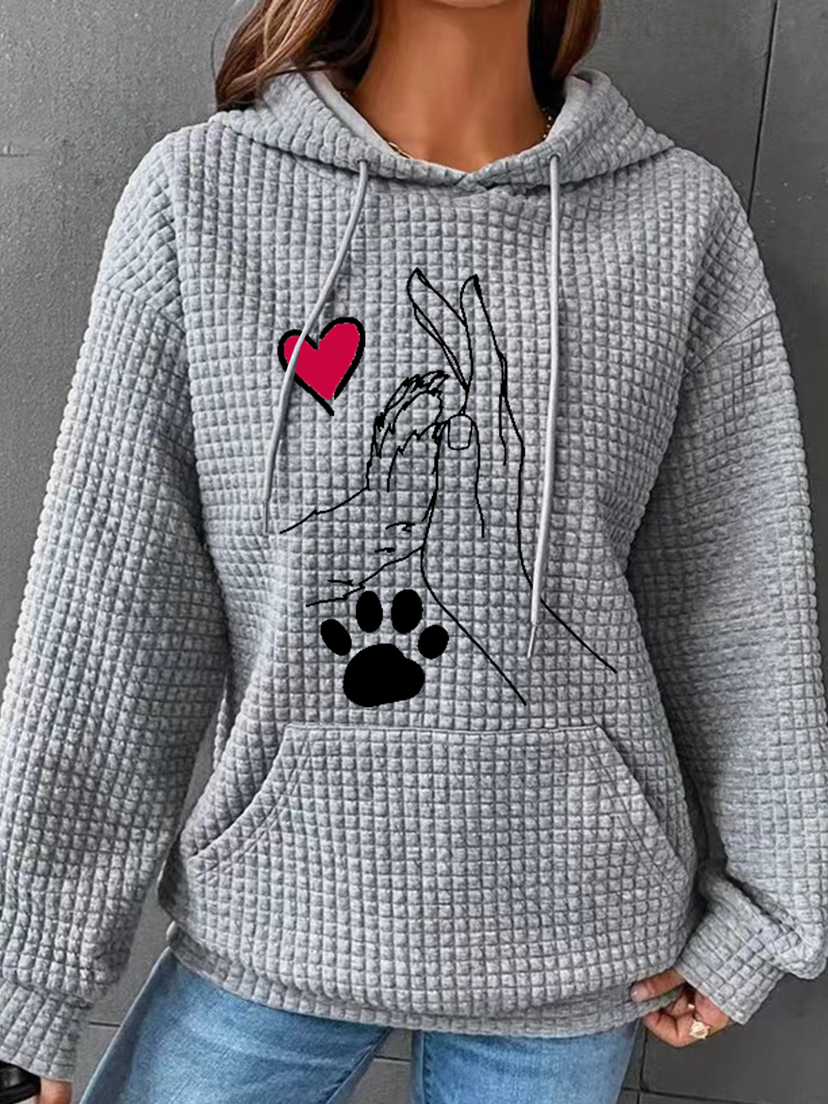 à Capuche Simple Printemps / Automne Chien Polyester Poids lourd Ample Manches Longues Régulier Droit pour Femmes