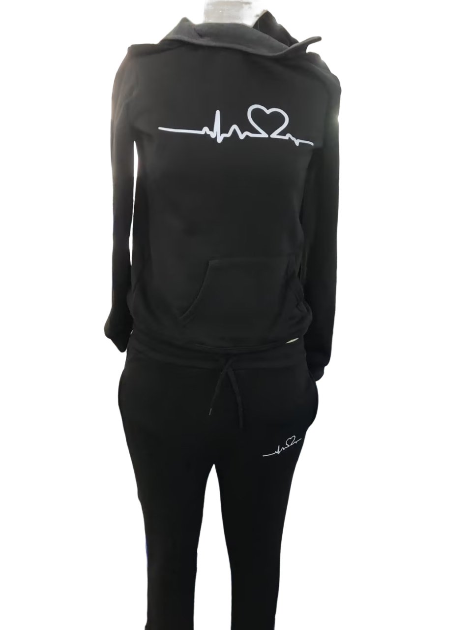 Deux Pièces Ensembles Femmes Décontracté Printemps / Automne Lettres de texte Sweat-shirt à Capuche Naturel Ample Manches Longues Top Avec Pantalons Droit