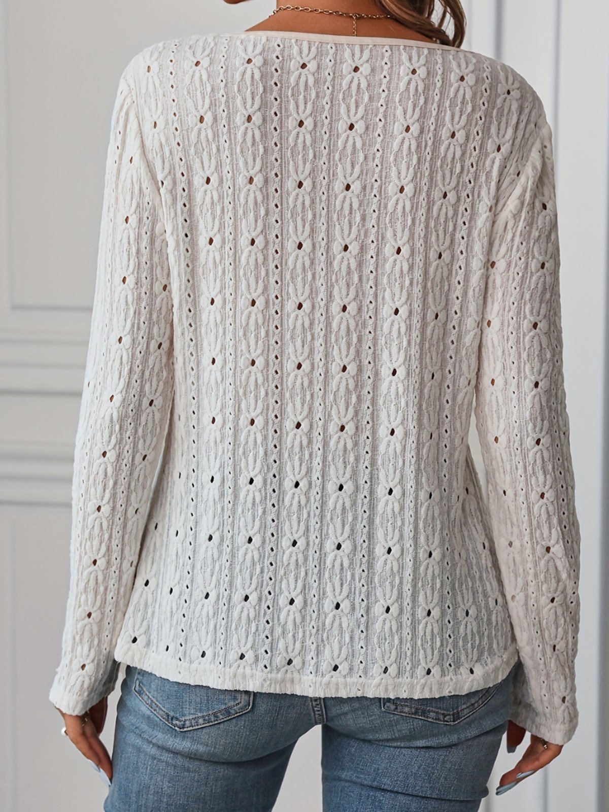Chemisiers1 Décontracté Plain Printemps / Automne Polyester Aucune élasticité Ample Manches Longues Col Rond Collant pour Femmes