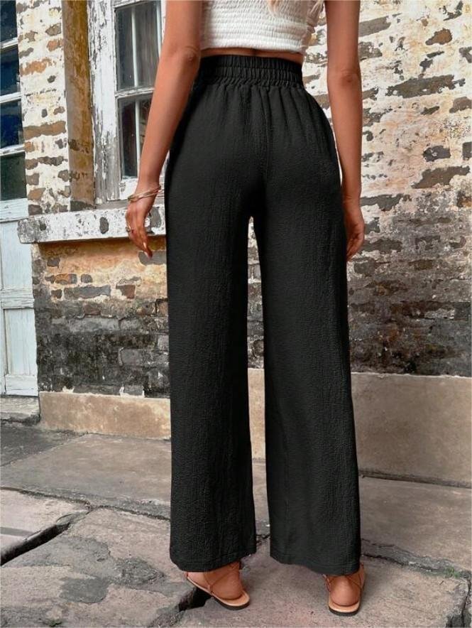 Pantalons Femmes Décontracté Plain Printemps / Automne Taille Haute Aucune élasticité Quotidien Ample Long Régulier