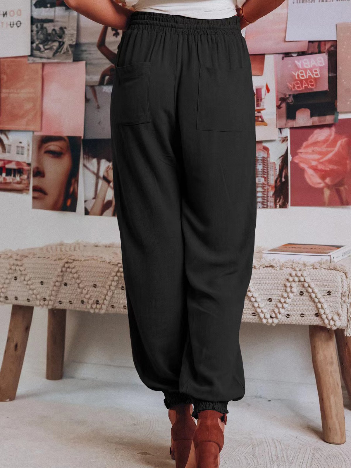 Pantalons Femmes Décontracté Plain Printemps / Automne Polyester Naturel Aucune élasticité Ample Long Régulier