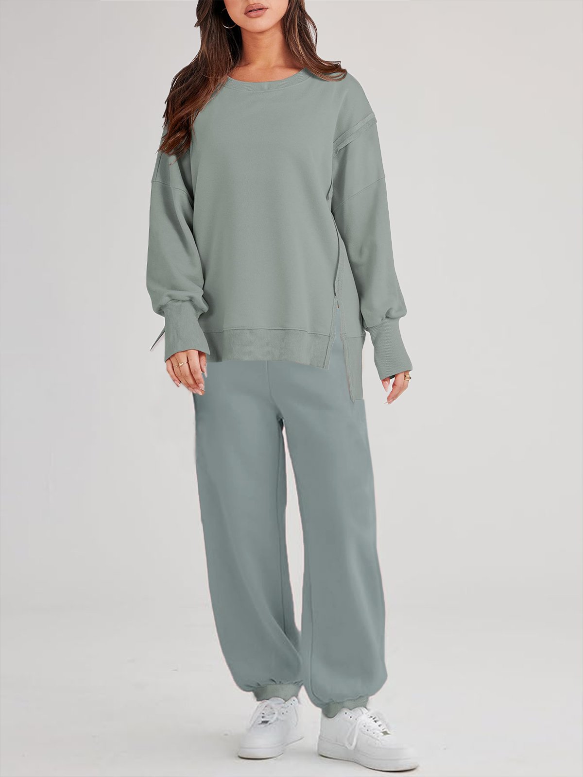 Sweat-shirts Décontracté Plain Printemps / Automne Quotidien Ample Pull-over Droit Régulier Poche Couture pour Femmes