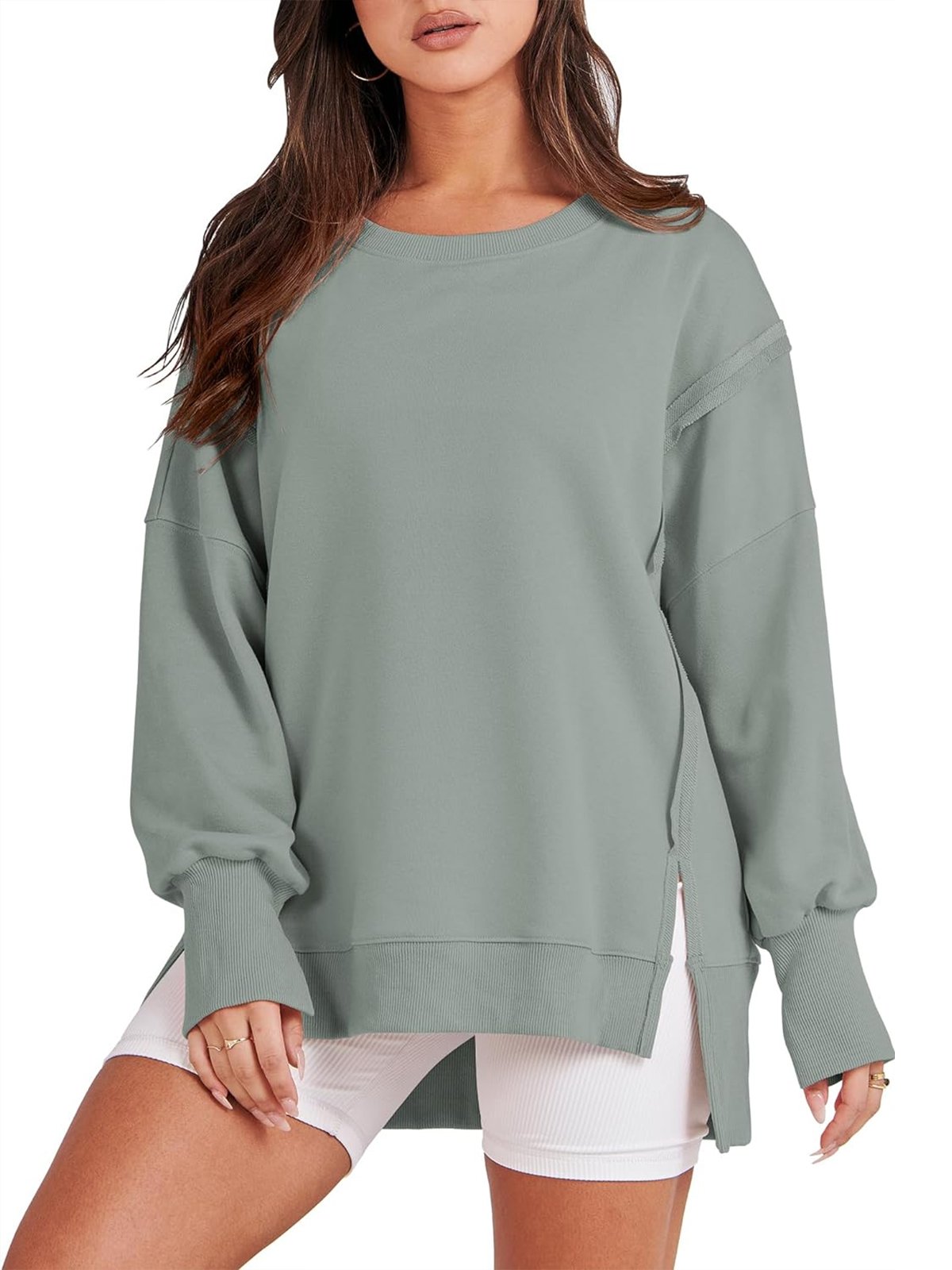 Sweat-shirts Décontracté Plain Printemps / Automne Quotidien Ample Pull-over Droit Régulier Poche Couture pour Femmes