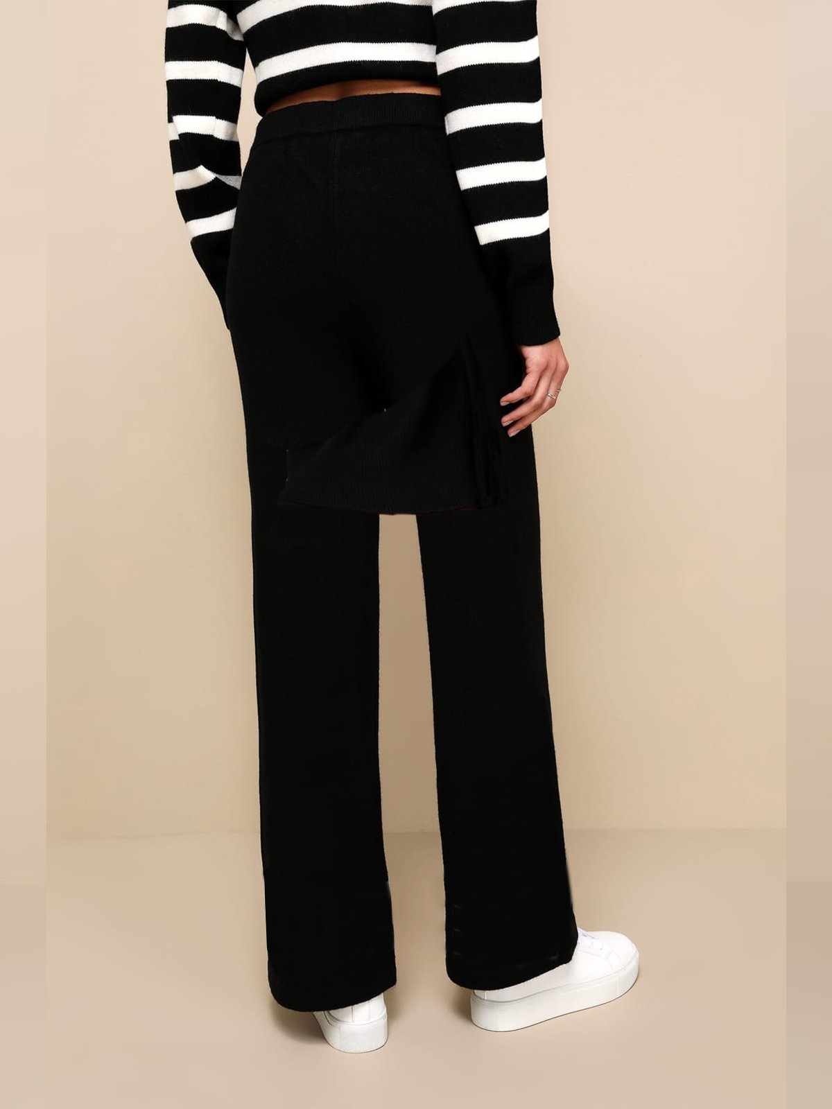 Deux Pièces Ensembles Femmes Rayé Décontracté Printemps / Automne Acrylique Naturel Quotidien Ample Top Avec Pantalons Élasticité moyenne