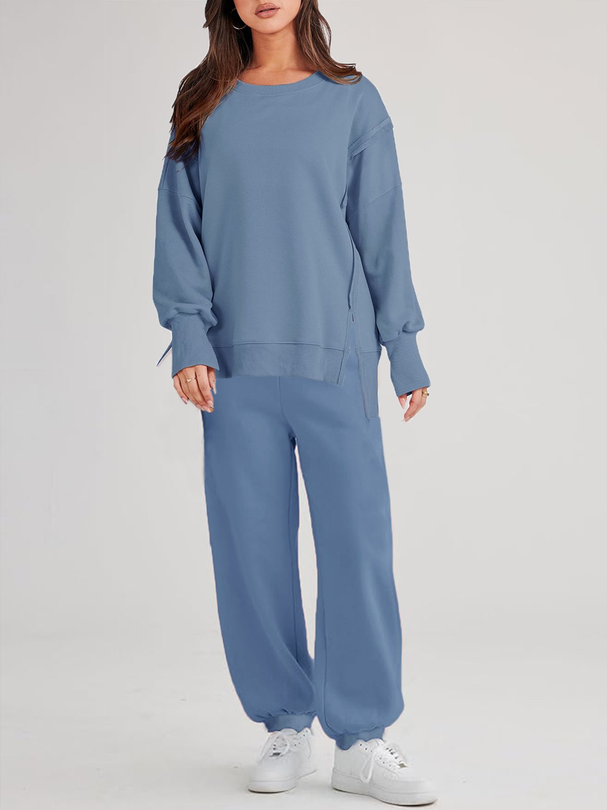 Sweat-shirts Décontracté Plain Printemps / Automne Quotidien Ample Pull-over Droit Régulier Poche Couture pour Femmes