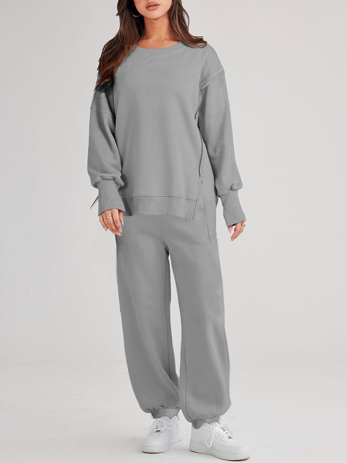 Sweat-shirts Décontracté Plain Printemps / Automne Quotidien Ample Pull-over Droit Régulier Poche Couture pour Femmes