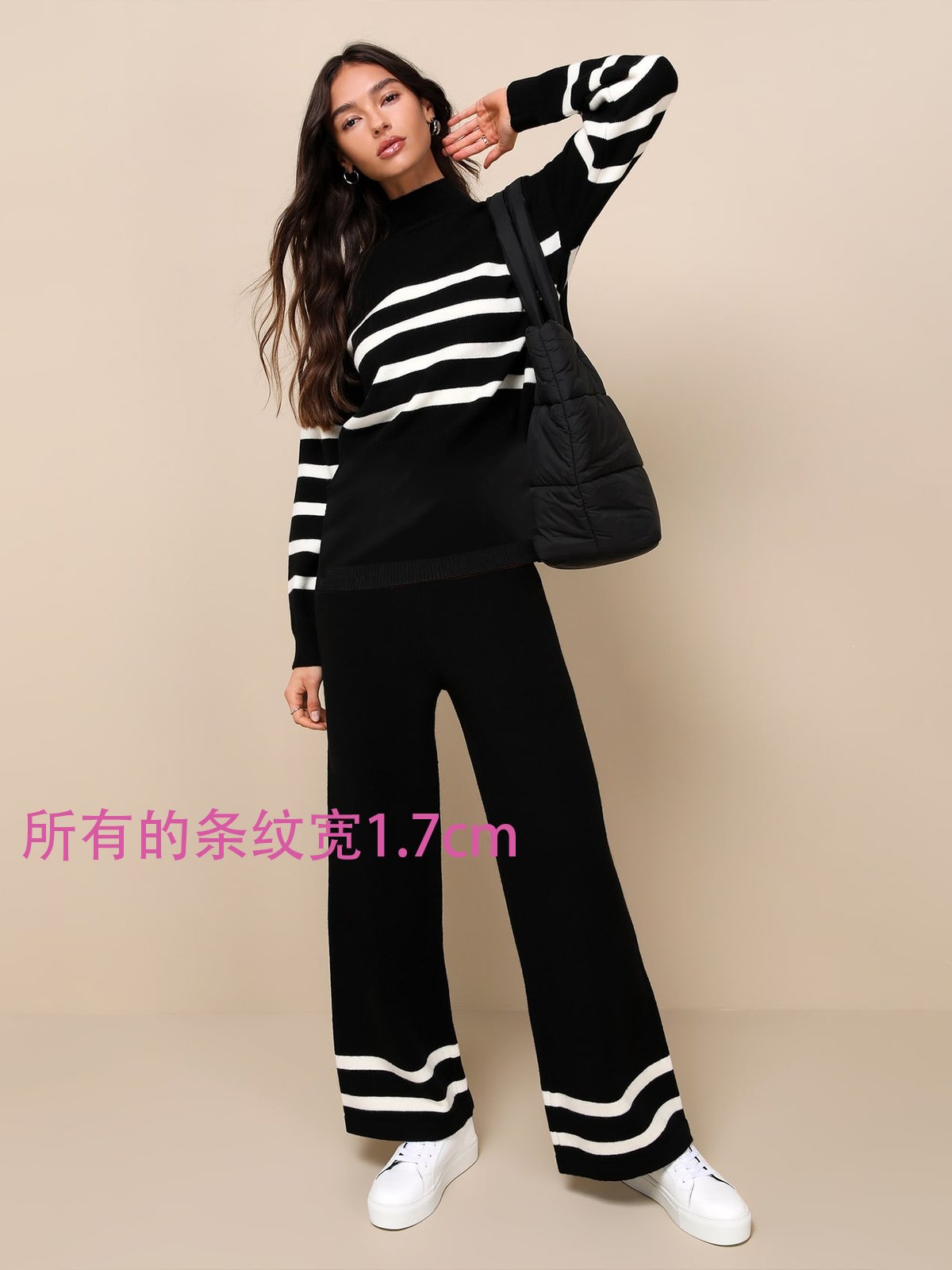 Deux Pièces Ensembles Femmes Rayé Décontracté Printemps / Automne Acrylique Naturel Quotidien Ample Top Avec Pantalons Élasticité moyenne
