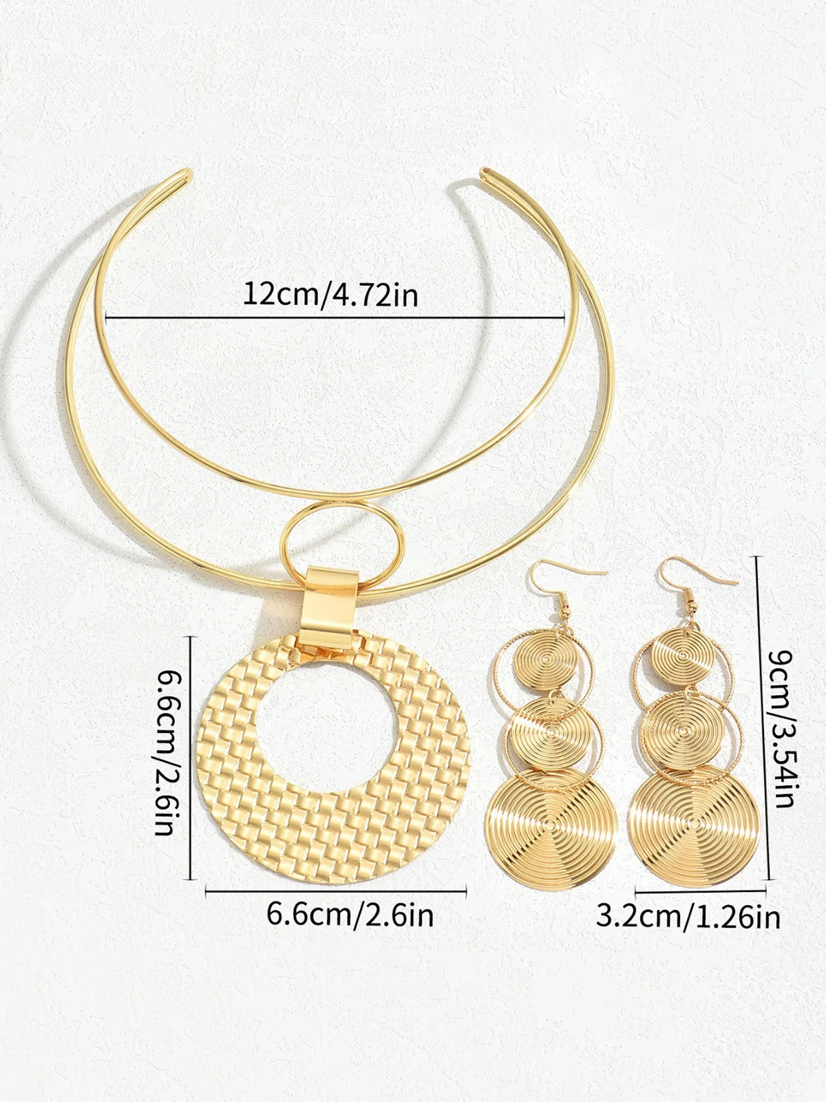 Ensembles de Bijoux Géométrique Toutes Les Saisons Urbain Gaufrage Quotidien Métal Pendentif Collier pour Femmes