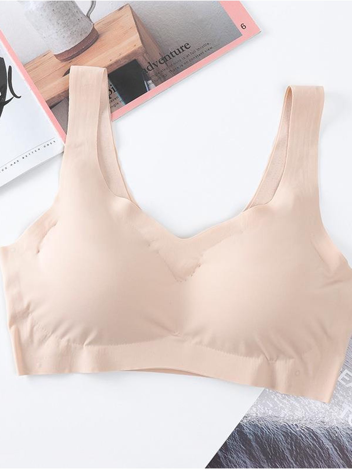 Soutiens-Gorge & Brassière Décontracté Plain Toutes Les Saisons Nylon Quotidien Bonnet Plein Sans Armature Élasticité moyenne Soutien-gorge pour Femmes